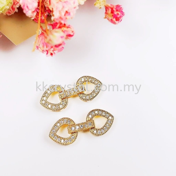 Clasp Double Heart Shape, Code A44445, Gold Plated, 2pcs/pkt Clasp  Jewelry Findings, White Gold Plating Kuala Lumpur (KL), Malaysia, Selangor, Klang, Kepong Wholesaler, Supplier, Supply, Supplies | K&K Crystal Sdn Bhd