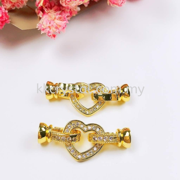 Clasp Heart Shape, Code A44250, Gold Plated, 2pcs/pkt Clasp  Jewelry Findings, White Gold Plating Kuala Lumpur (KL), Malaysia, Selangor, Klang, Kepong Wholesaler, Supplier, Supply, Supplies | K&K Crystal Sdn Bhd