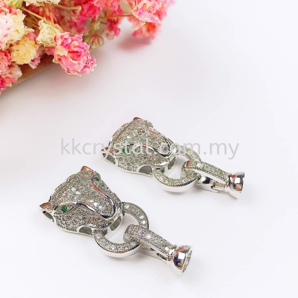 Clasp Leopard Head, Code A45798, White Gold Plated, 2pcs/pkt Clasp  Jewelry Findings, White Gold Plating Kuala Lumpur (KL), Malaysia, Selangor, Klang, Kepong Wholesaler, Supplier, Supply, Supplies | K&K Crystal Sdn Bhd