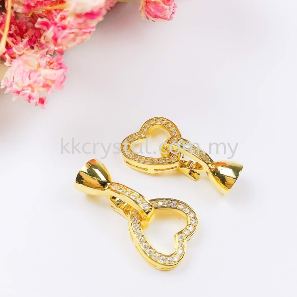 Clasp Love Shape, Code 0283030, Gold Plated, 2pcs/pkt Clasp  Jewelry Findings, White Gold Plating Kuala Lumpur (KL), Malaysia, Selangor, Klang, Kepong Wholesaler, Supplier, Supply, Supplies | K&K Crystal Sdn Bhd