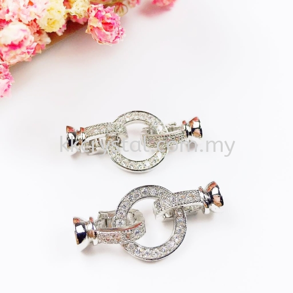 Clasp Round Shape, Code A45148, White Gold Plated, 2pcs/pkt Clasp  Jewelry Findings, White Gold Plating Kuala Lumpur (KL), Malaysia, Selangor, Klang, Kepong Wholesaler, Supplier, Supply, Supplies | K&K Crystal Sdn Bhd