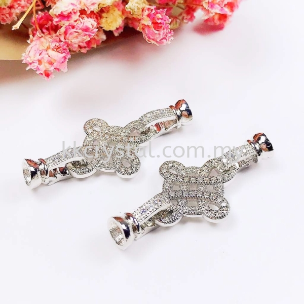 Clasp, Code A83048, White Gold Plated, 2pcs/pkt Clasp  Jewelry Findings, White Gold Plating Kuala Lumpur (KL), Malaysia, Selangor, Klang, Kepong Wholesaler, Supplier, Supply, Supplies | K&K Crystal Sdn Bhd