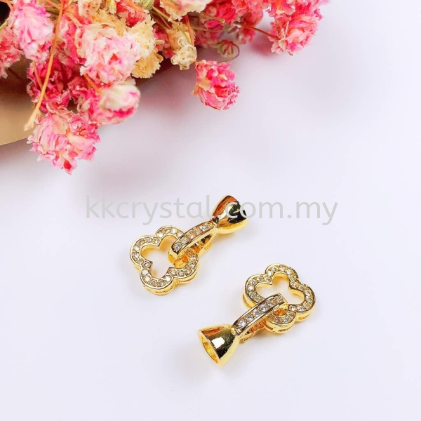 Clasp, Code 0283028, Clover, Gold Plated, 2pcs/pkt Clasp  Jewelry Findings, White Gold Plating Kuala Lumpur (KL), Malaysia, Selangor, Klang, Kepong Wholesaler, Supplier, Supply, Supplies | K&K Crystal Sdn Bhd