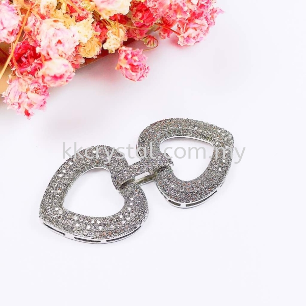 Clasp, Code B248282, Love Shape, White Gold Plated, 2pcs/pkt Clasp  Jewelry Findings, White Gold Plating Kuala Lumpur (KL), Malaysia, Selangor, Klang, Kepong Wholesaler, Supplier, Supply, Supplies | K&K Crystal Sdn Bhd