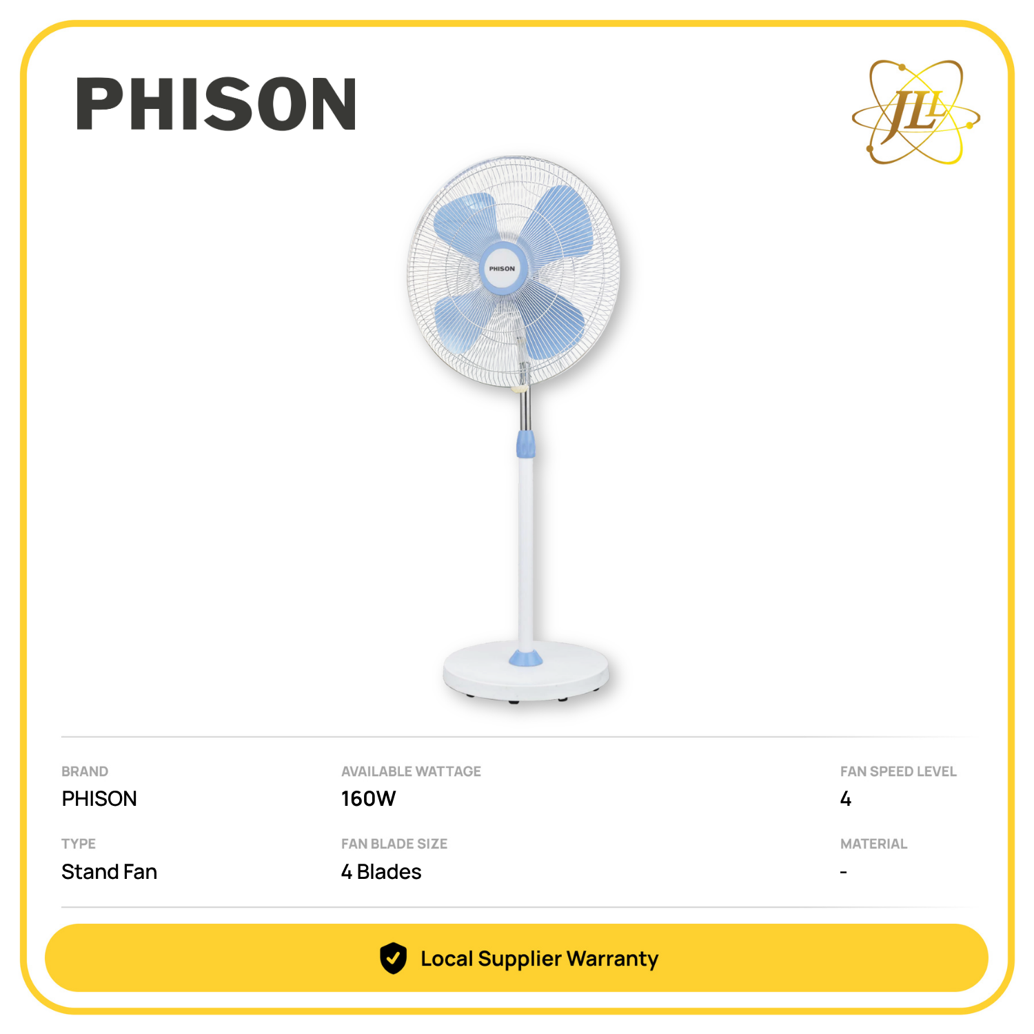 PHISON PSF-6200 4BLADES STAND FAN 20'' 240V 160W 4SPEED