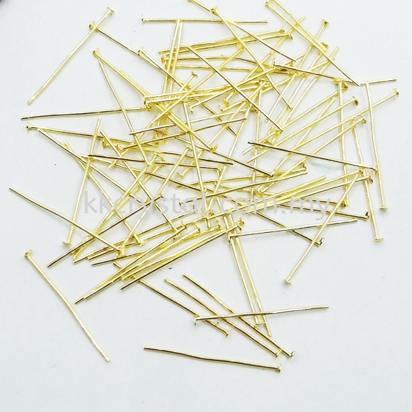 Head Pin, 25mm, Gold Plating Headpins, Eyepins  Jewelry Findings Kuala Lumpur (KL), Malaysia, Selangor, Klang, Kepong Wholesaler, Supplier, Supply, Supplies | K&K Crystal Sdn Bhd