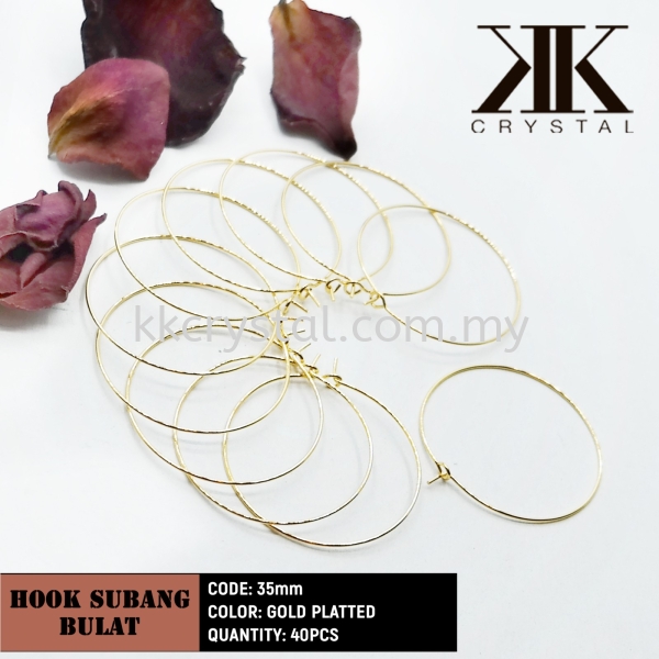 Hoop Earring, Round, 35mm, Gold Plating, 40pcs/pkt Earring Findings Jewelry Findings Kuala Lumpur (KL), Malaysia, Selangor, Klang, Kepong Wholesaler, Supplier, Supply, Supplies | K&K Crystal Sdn Bhd