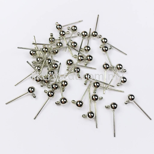 Earstud, 4mm Round Ball with Loop, Plated, 40pcs/pkt Earring Findings  Jewelry Findings Kuala Lumpur (KL), Malaysia, Selangor, Klang, Kepong Wholesaler, Supplier, Supply, Supplies | K&K Crystal Sdn Bhd