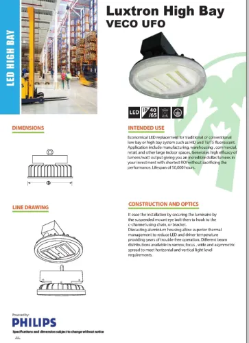 LUXTRON LED HIGHBAY UFO HBVUMN PHILIPS OEM (RANGE 50W - 350W)