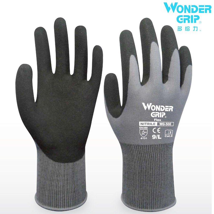 Wonder Grip® Flex 500 with the original Wonder Grip® Nitrile coating, EN388, 4131