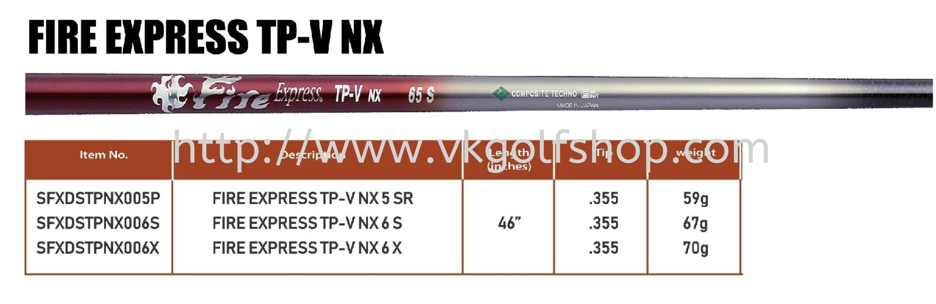 Fire Express TP-V NX 65 X ドライバー用シャフト ドライバー用】Fire Fire Express TP-V NX 65 X ドライバー用シャフト ドライバー用】Fire