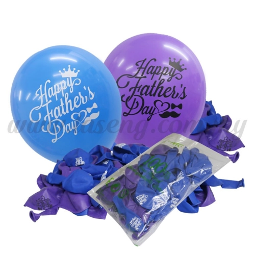 12inch Happy Father's Day 1 Side Printed Balloons 50pcs(B-SR12-HFD50)