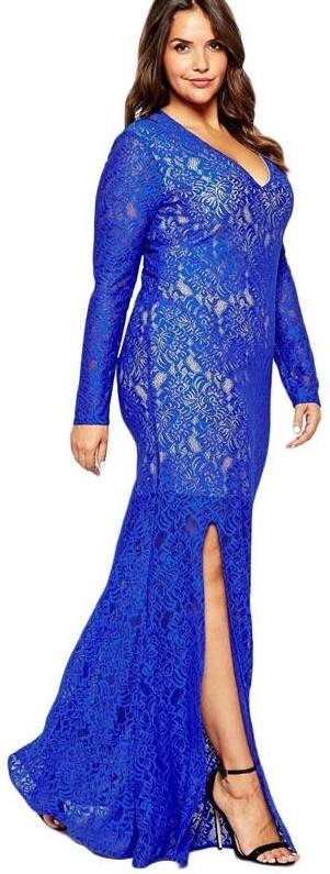 Plus Size Dinner Dress (Blue Evening Long Gown) Long Gown 长裙 Plus Size Gown  加