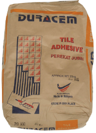 TILE ADHESIVE CEMENT-20KG -00269A TILE ADHESIVE coating & cementitious DURACEM Malaysia, Selangor, Kuala Lumpur (KL), Shah Alam Supplier, Suppliers, Supply, Supplies | Vicki Hardware Marketing (M) Sdn Bhd