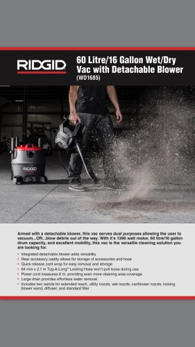 RIDGID 60lit VACUUM