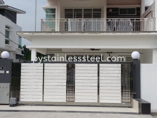 Stainless Steel Sliding Gate with Aluminium Wood Stainless Steel Sliding Gate with Aluminium Wood Stainless Steel Gate Selangor, Kajang, Kuala Lumpur (KL), Malaysia Contractor, Supplier, Supply | P&Y Stainless Steel Sdn Bhd