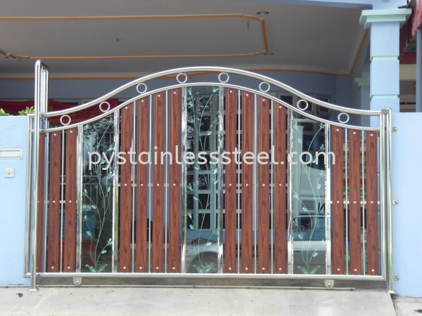 Stainless Steel Sliding Gate with Aluminium Wood & Glass Stainless Steel Sliding Gate with Aluminium Wood With Glass Stainless Steel Gate Selangor, Kajang, Kuala Lumpur (KL), Malaysia Contractor, Supplier, Supply | P&Y Stainless Steel Sdn Bhd