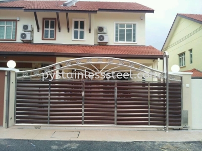 Stainless Steel Sliding Gate with Aluminium Wood