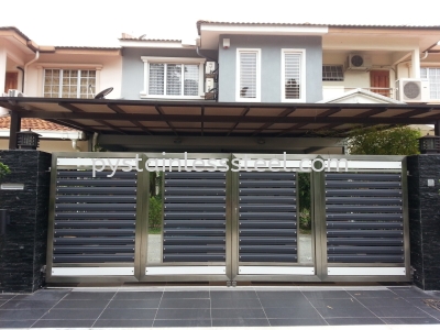 Stainless Steel Folding Gate with Aluminium Wood & Glass