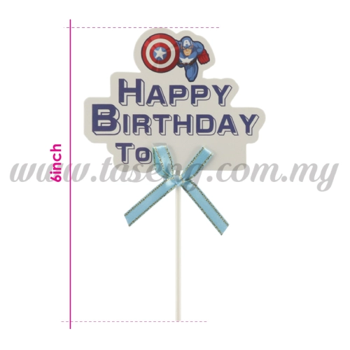 6inch Cake Topper Happy Birthday *Captain America (CT-6CT-HBCA)