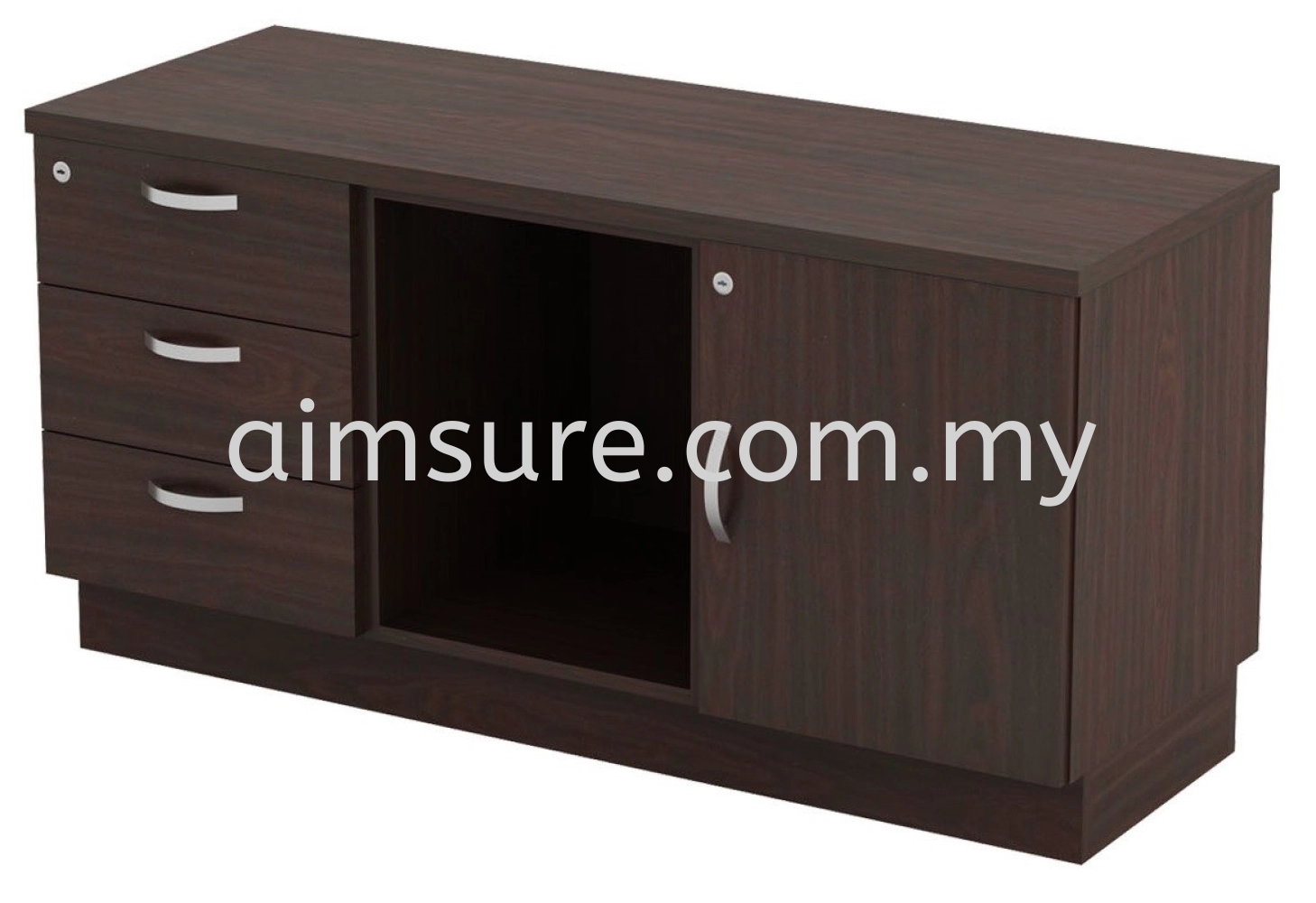 Fixed Pedestal with Open Shelf and Swinging Door Cabinet (AIM6122)