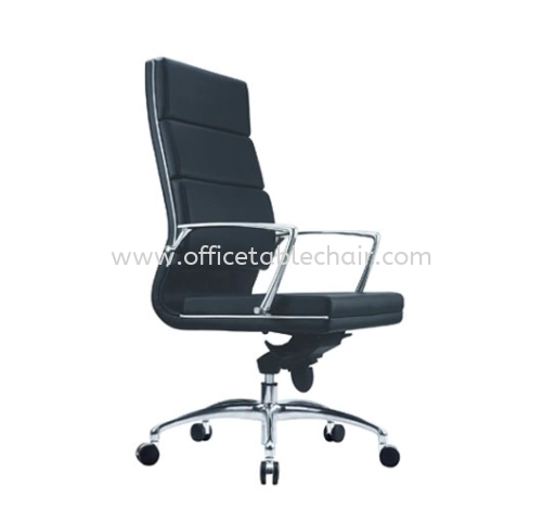 QUODRO (B) EXECUTIVE HIGH BACK PU CHAIR WITH CHROME TRIMMING LINE