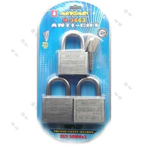 50MM X 3PCS MARKSMAN ANTI-CUT PAD LOCK