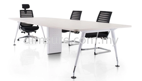 Rectangular meeting table with hanako white leg n riser box