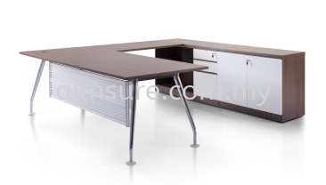 Director L-Shape table with side cabinet