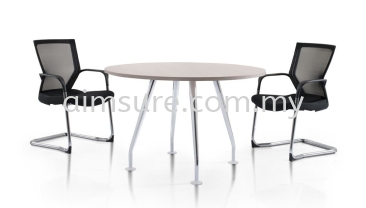 Round discussion table with elegant Ixia chrome leg