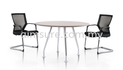 Round discussion table with elegant Ixia chrome leg