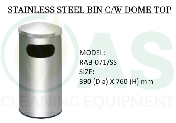 STAINLESS STEEL BIN C/W DOME TOP Stainless Steel Bins and Receptacles Johor Bahru (JB), Johor, Malaysia, Johor Jaya Supplier, Supply, Rental, Repair | AS Cleaning Equipment