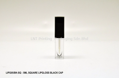 LIPG05/BK-SQ: 5ML SQUARE LIPGLOSS BLACK CAP
