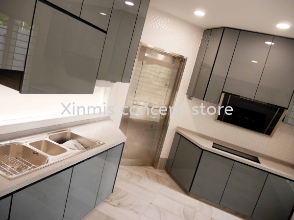 Kitchen cabinet - Seri Petaling BATTLESHIP GREY 4G GLASS DOOR Aluminium kitchen cabinet Selangor, Malaysia, Melaka, Kuala Lumpur (KL), Petaling Jaya (PJ), Malim Jaya Supplier, Supply, Design, Services | XINMIS CONCEPT STORE