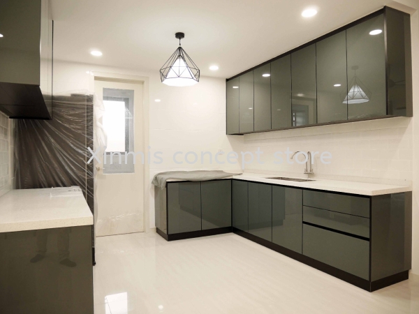 Kitchen cabinet - Wangsa Maju BATTLESHIP GREY 4G GLASS DOOR Aluminium kitchen cabinet Selangor, Malaysia, Melaka, Kuala Lumpur (KL), Petaling Jaya (PJ), Malim Jaya Supplier, Supply, Design, Services | XINMIS CONCEPT STORE