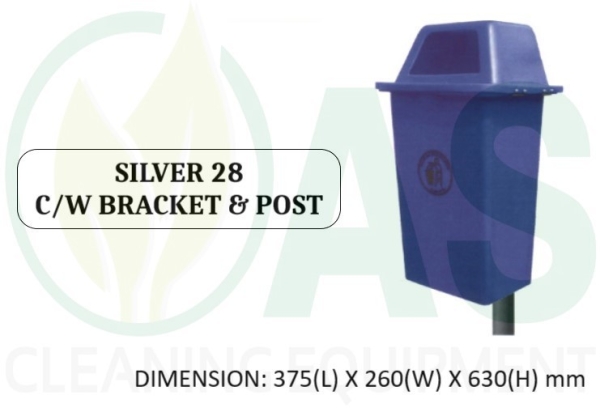 SILVER 28 C/W BRACKET & POST General Bins Bins and Receptacles Johor Bahru (JB), Johor, Malaysia, Johor Jaya Supplier, Supply, Rental, Repair | AS Cleaning Equipment