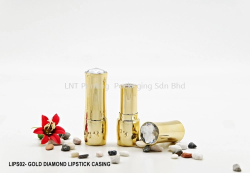 LIPS02- GOLD + DIAMOND LIPSTICK CASING