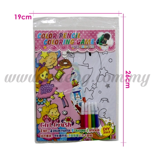 Colour Pencil Colouring Game - Girl Crash (T29-DB-019)