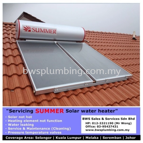 Summer Solar Water Heater | Install | Repair | Part Replacement - Muar