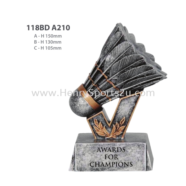 118BD Resin Badminton Badminton Award Series Resin Award Trophy, Medal & Plaque Kuala Lumpur (KL), Malaysia, Selangor, Segambut Services, Supplier, Supply, Supplies | Henry Sports