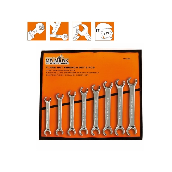 MK-TOL-11104M 8 PCS FLARE NUT WRENCH SET Wrenches and Wrench Sets Malaysia, Johor Bahru (JB), Ulu Tiram Supplier, Suppliers, Supply, Supplies | Mr. Mark Tools (M) Sdn. Bhd.