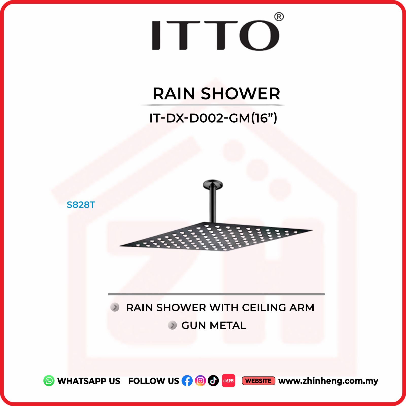 ITTO RAIN SHOWER  IT-DX-D002-GM(16")