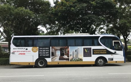 Bus Body Wrapping @ PKNS Pangsapuri Servis Moden Bus body wrap on DTS bus Transit Advertising Bus Advertising  Malaysia, Selangor, Kuala Lumpur (KL), Puchong Services | AD-ON-BUS SDN BHD