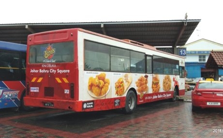 Bus Body Wrapping @ Texas Chicken JB City Square Bus body wrap on Johor bus Transit Advertising Bus Advertising  Malaysia, Selangor, Kuala Lumpur (KL), Puchong Services | AD-ON-BUS SDN BHD