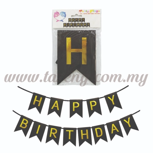 Banner Happy Birthday *Black - Small (P-BN-8936BL)