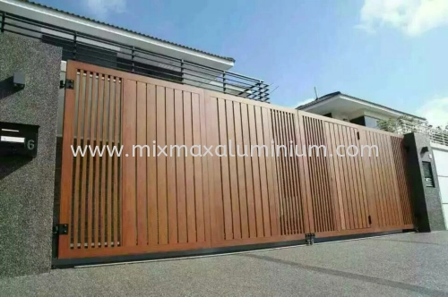 Aluminium Gate ~ Wood grain