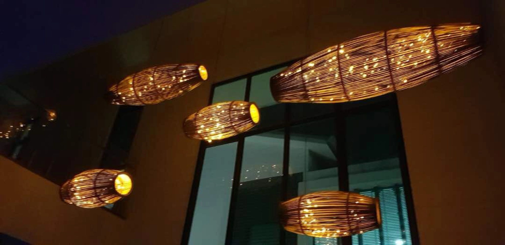 Custom Made Galaxy Rattan Pendant Light 