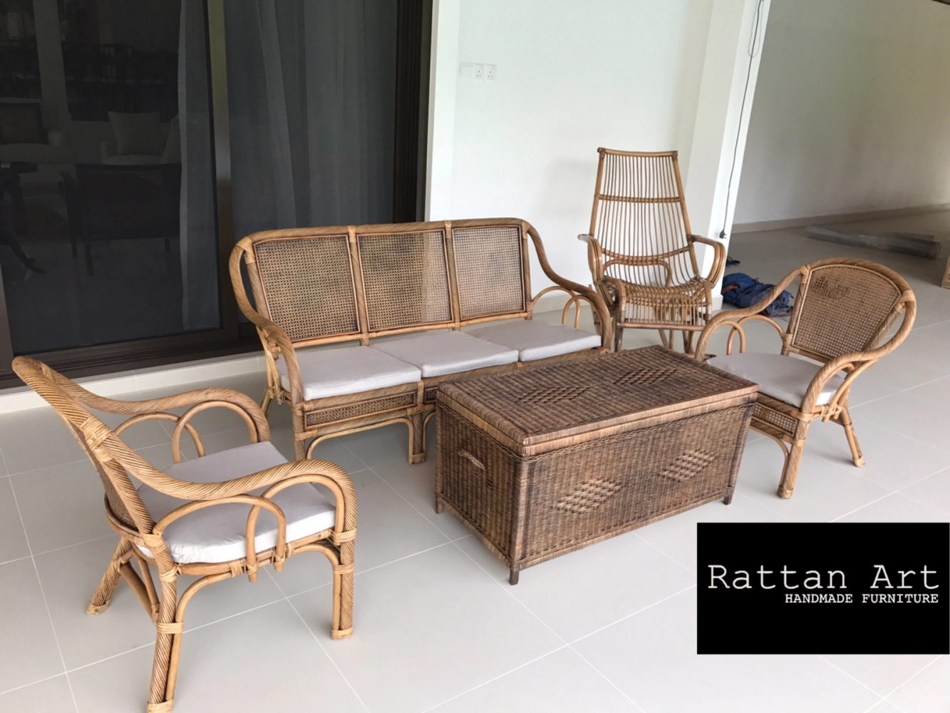 Custom Made Rattan Sofa Set / Rattan Rocking Chair / Rattan Storage Box