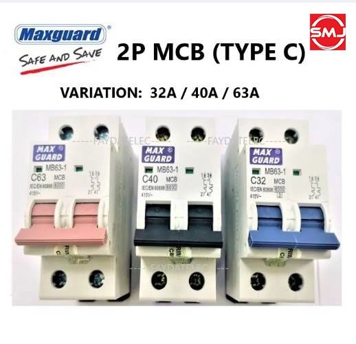 Maxguard 40A 2 Pole 6kA MCB (SIRIM APPROVED)