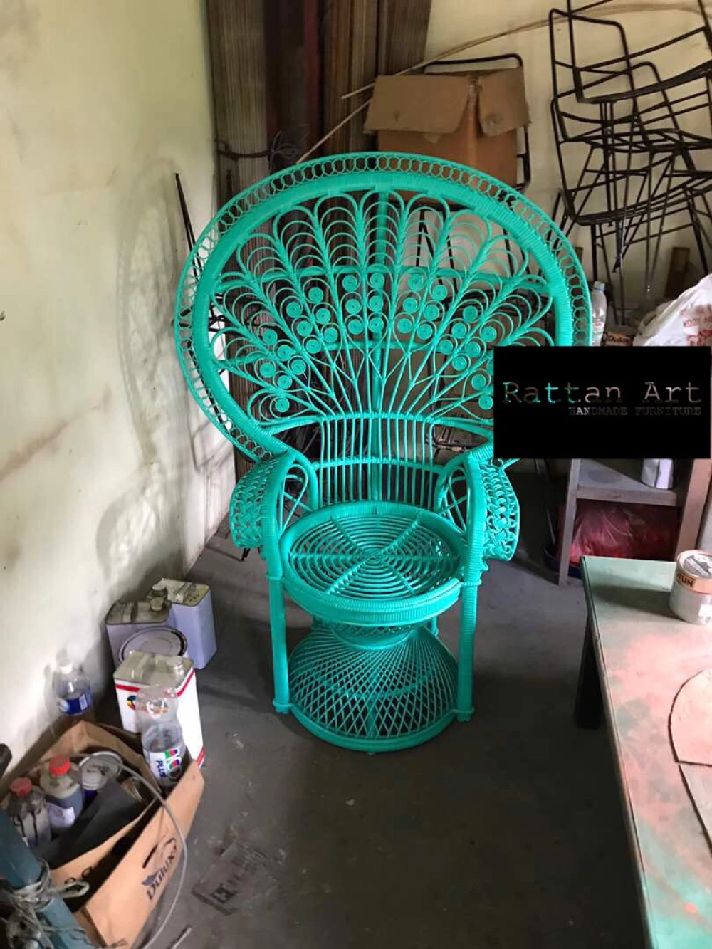 Custom Made Rattan Peacock Chair 